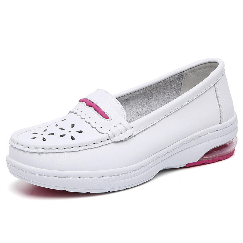 Women's White Nurse Nursing Shoes Scrubs Shoes for Hospital Soft Soles Comfortable Breathable Anti-slip Flat Safety Work Shoes