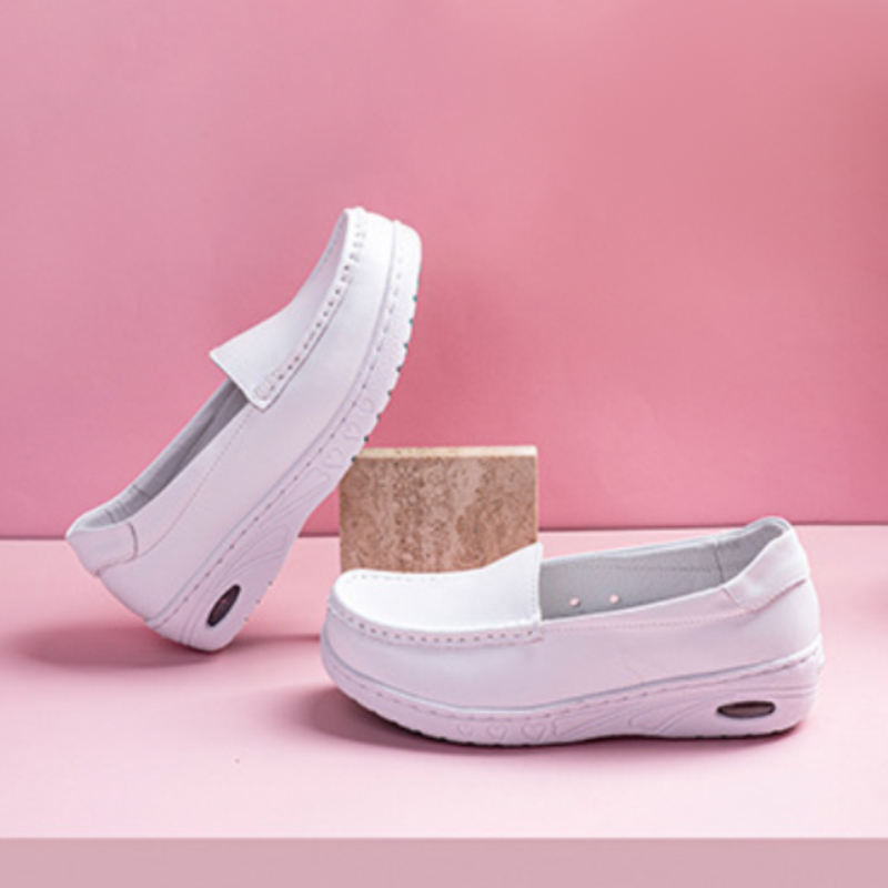 Comfortable and Breathable White Leather Shoes for Hospital Nurses Fashionable Accessory