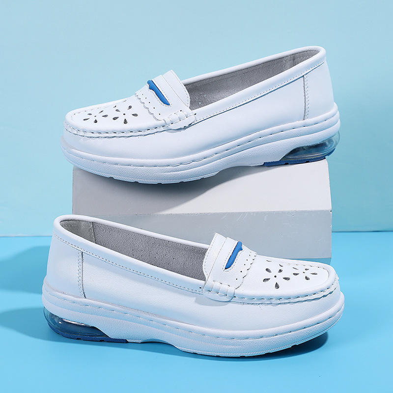 Women's White Nurse Nursing Shoes Scrubs Shoes for Hospital Soft Soles Comfortable Breathable Anti-slip Flat Safety Work Shoes