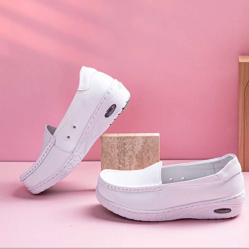Comfortable and Breathable White Leather Shoes for Hospital Nurses Fashionable Accessory