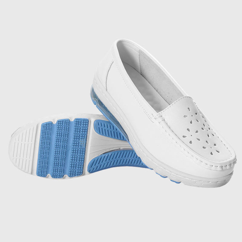 Hospital Nurse White Leather Shoes with Soft Soled and Breathable Design Fashionable Accessory
