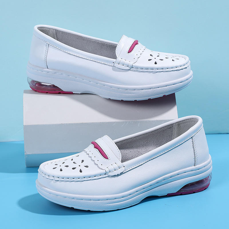 Women's White Nurse Nursing Shoes Scrubs Shoes for Hospital Soft Soles Comfortable Breathable Anti-slip Flat Safety Work Shoes