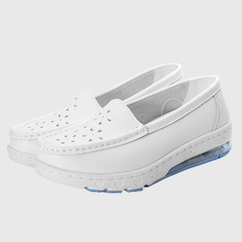 Hospital Nurse White Leather Shoes with Soft Soled and Breathable Design Fashionable Accessory