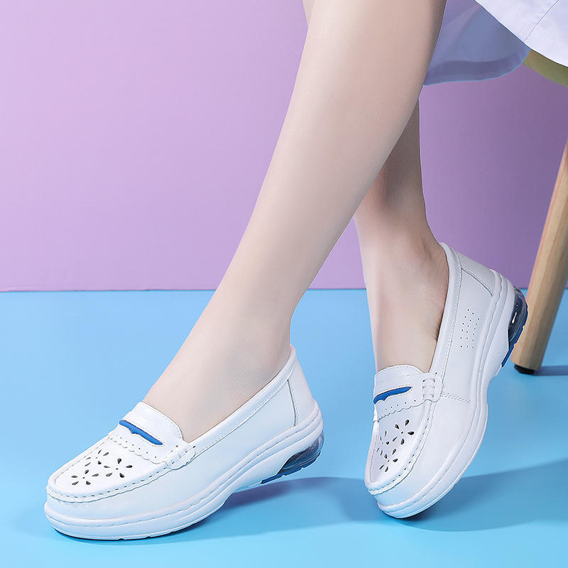 Women's White Nurse Nursing Shoes Scrubs Shoes for Hospital Soft Soles Comfortable Breathable Anti-slip Flat Safety Work Shoes