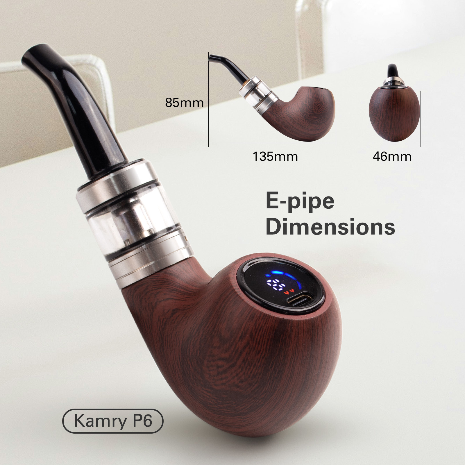 Kamry P6 Classical E Pipe, Rechargeable 1400mah, Starter Kit Airflow ...