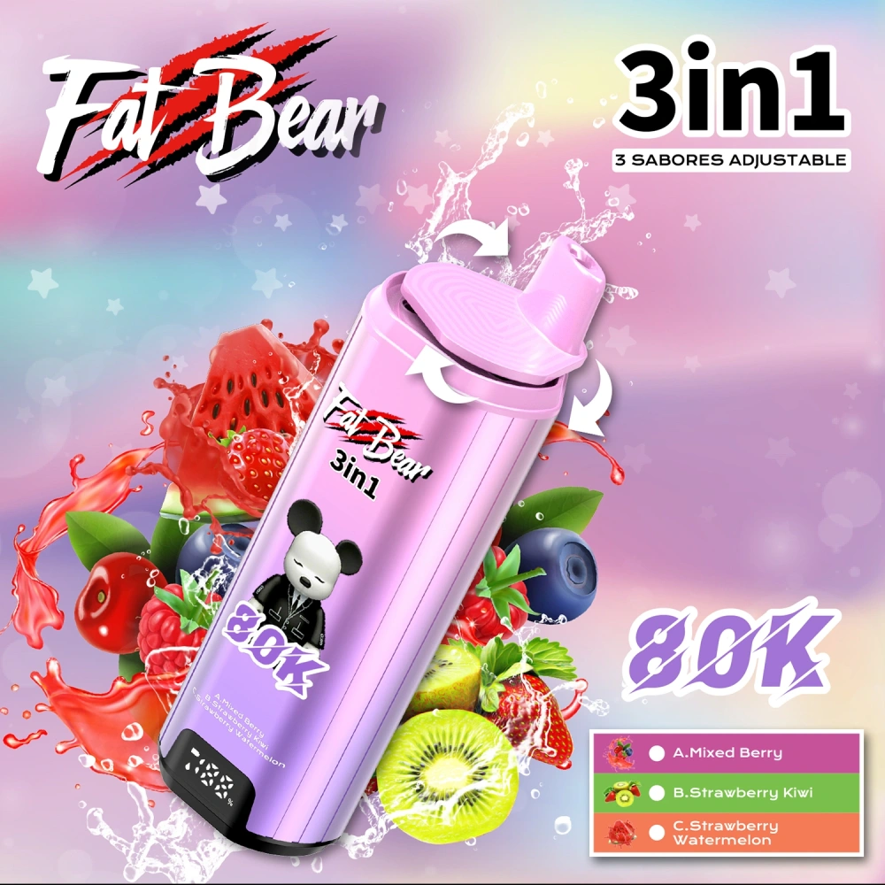Fat Bear Triple 3 in 1 Mixed Berries + Strawberry Kiwi +StrawberryWatermelon flavors
