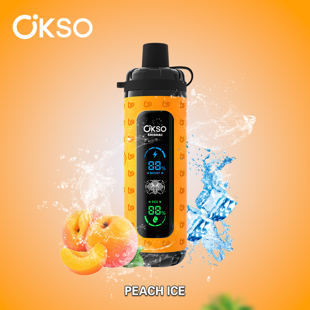 OKso Shisha Max 40k Disposable Vape 40000 Puffs Peach lce-2% Nicotine