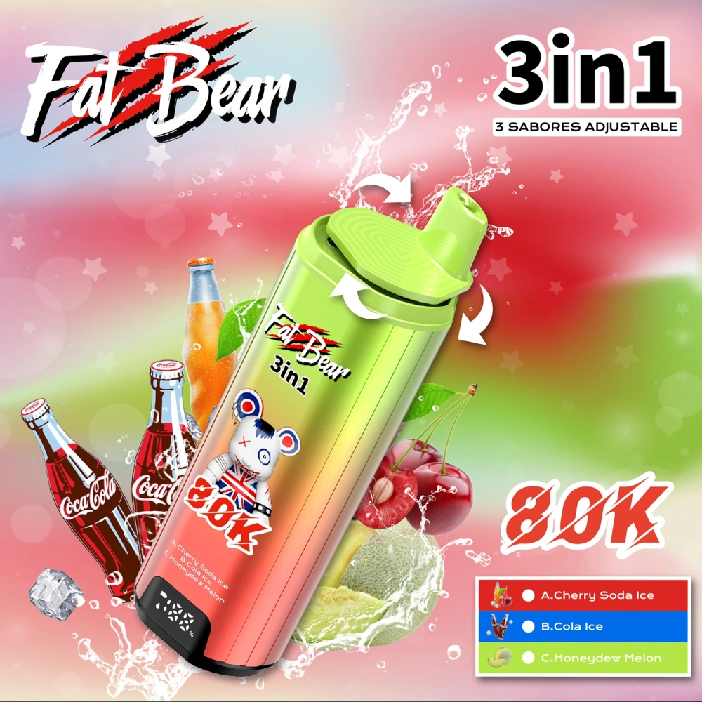 Fat Bear Triple 3 in 1 Cherry Soda ice + cola ice+Honeydew melonice flavors