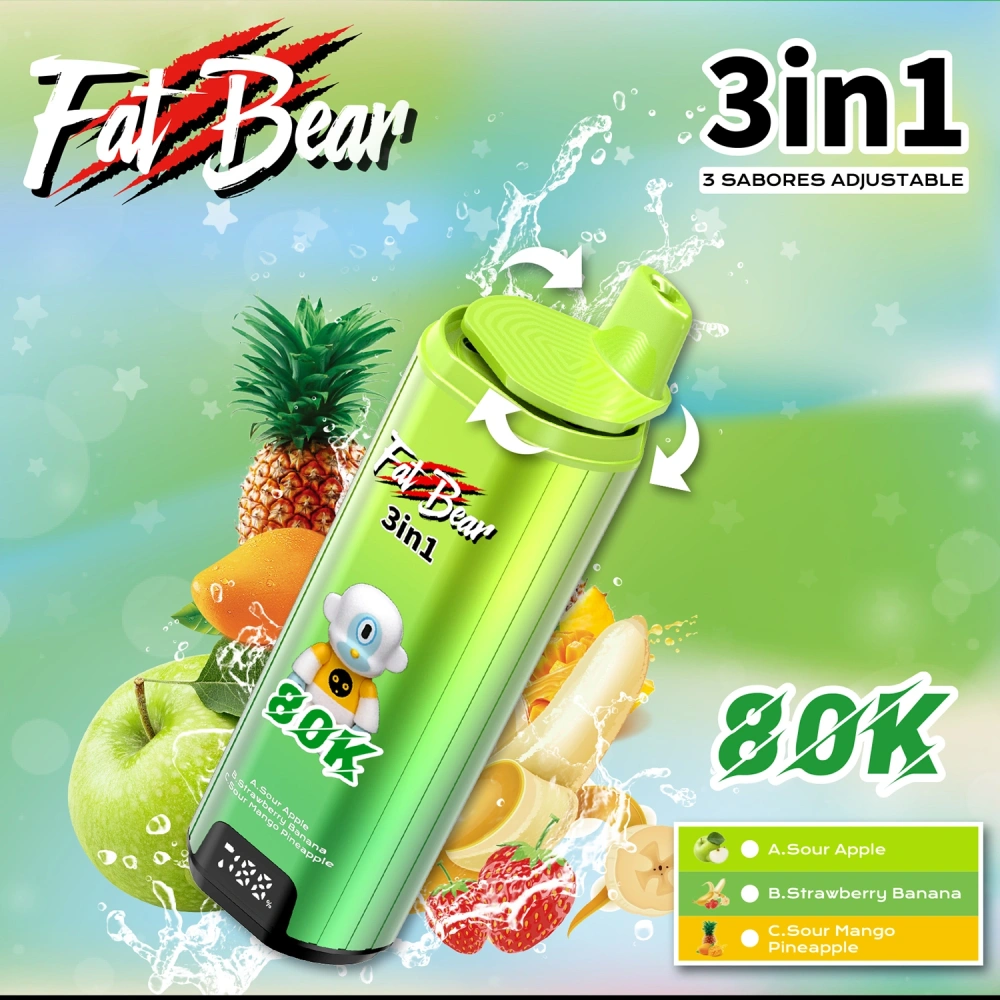Fat Bear Triple 3 in 1 Green Apple (Sour)+ StrawberryBanana+ SourMango Pineapple flavors