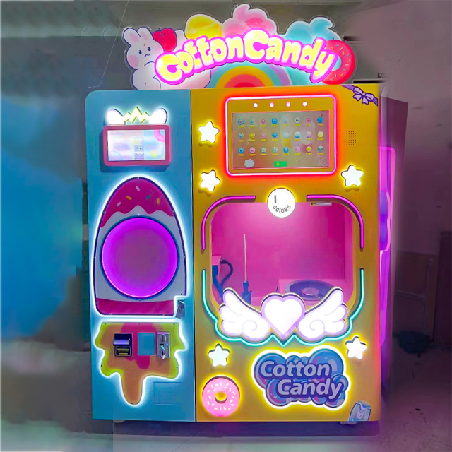 AMA New Design Exchange System 4 Sugar Cans Snack Full Automatic Coin Operated Portable Cotton Candy Vending Machine for kids,AMA Amusement