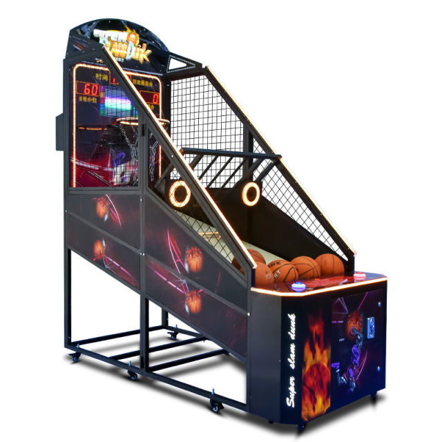 Right side of commercial arcade basketball machine for arcade centers