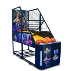Right side of basketball arcade machine gameplay with scoring display