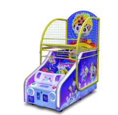 Left side of kids coin-operated basketball arcade machine