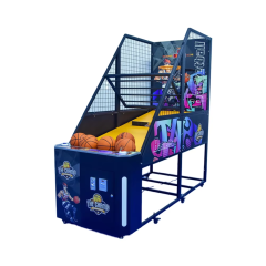 Left side of basketball arcade machine gameplay in action