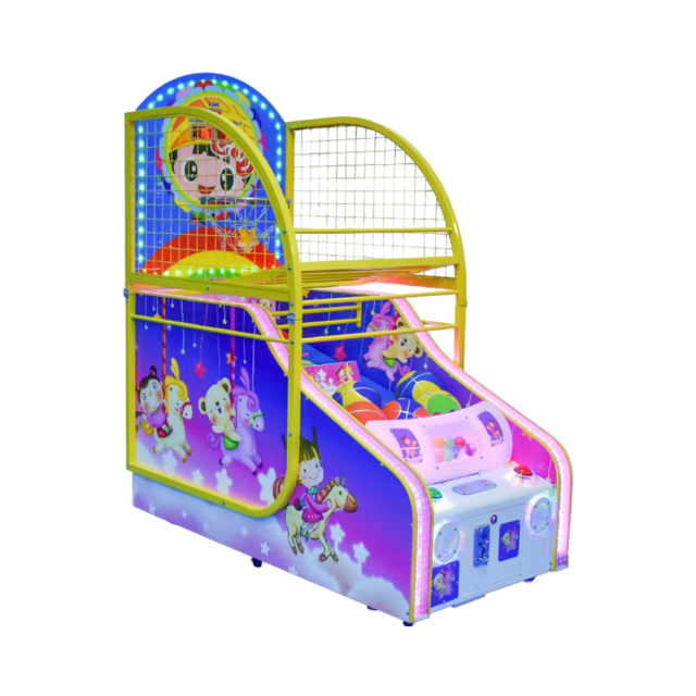 Right side of kids coin-operated basketball arcade machine
