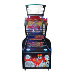 Front view of commercial adult shooting basketball arcade machine