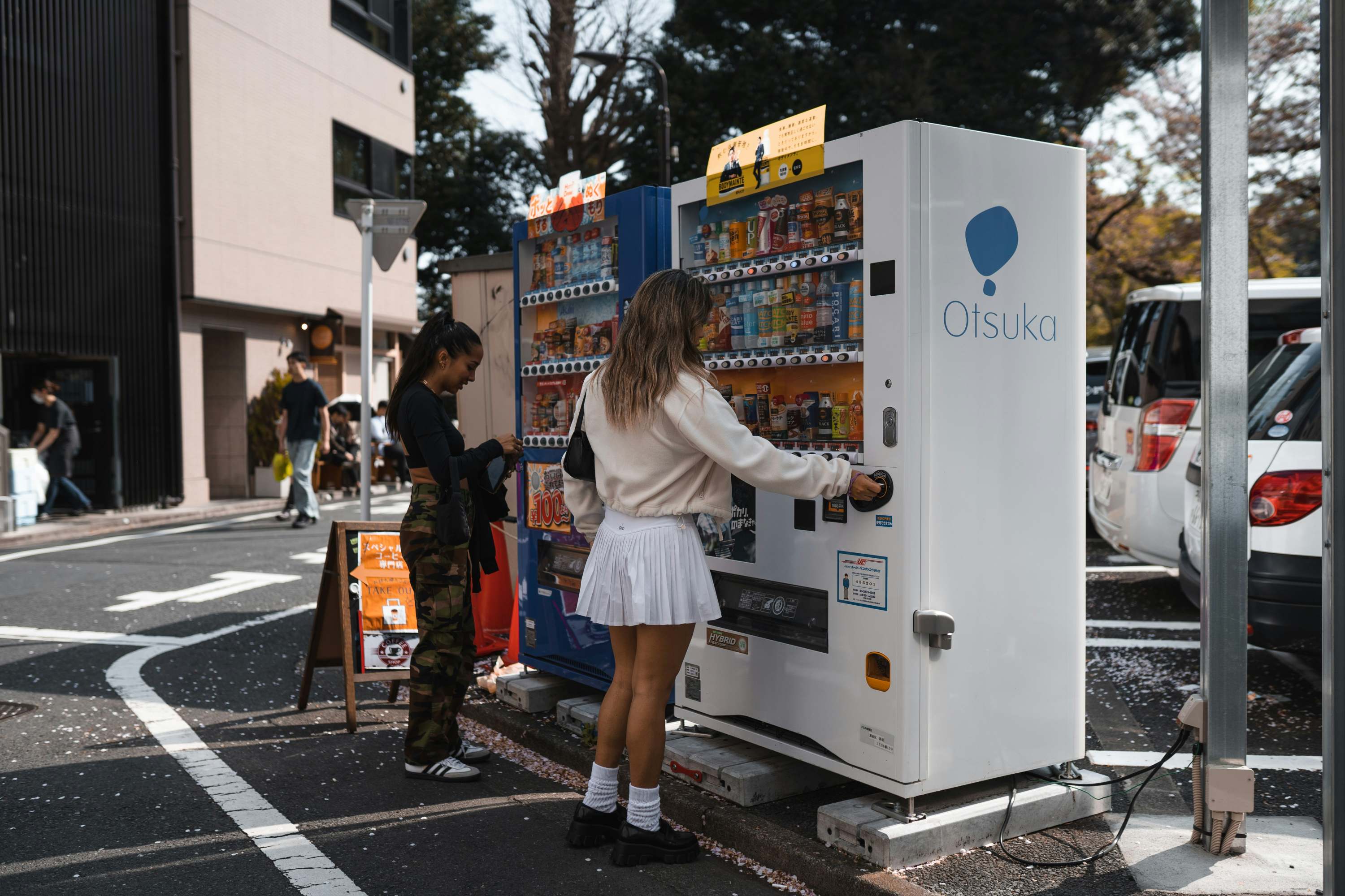 customer using vending machine in a commercial public space