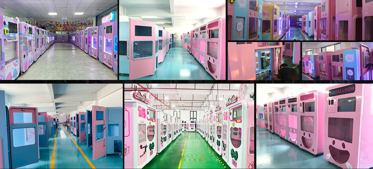 vending machines stored and lined up in a warehouse before shipping