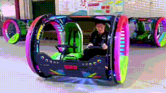 360 rolling car in full motion during operation