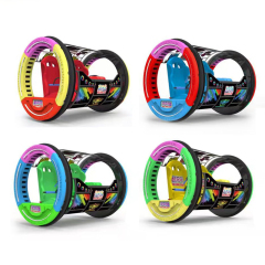 Four color variations of 360 rolling cars on display