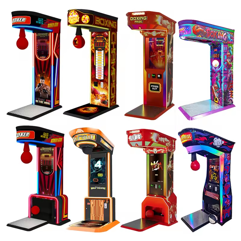 Various arcade boxing machines including single and double-player models