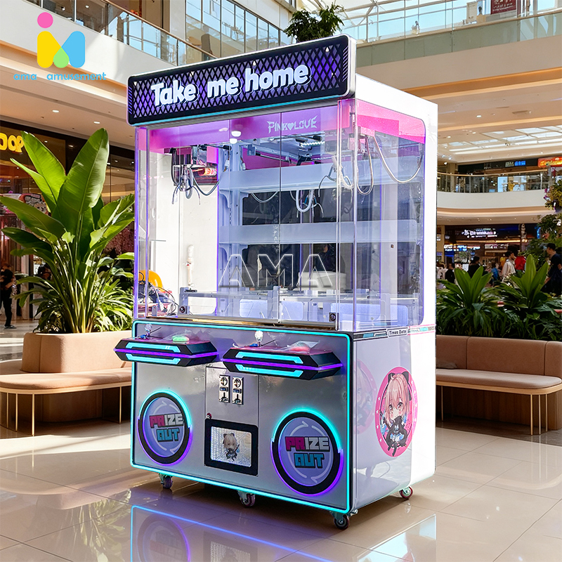 Máquina de garra para 2 jugadores comercial en pasillo arcade