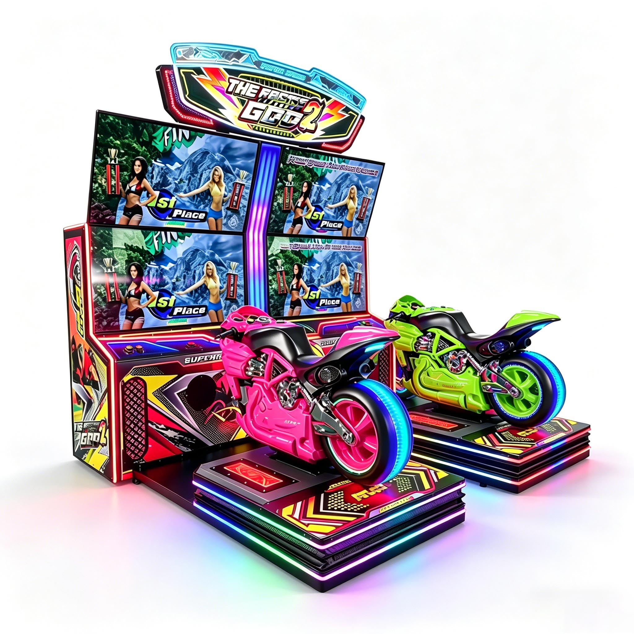 Dual-screen arcade motorcycle game,AMA Amusement