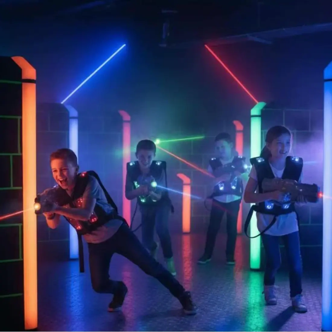 Turnkey commercial laser tag arena setup and tactical equipment for FEC