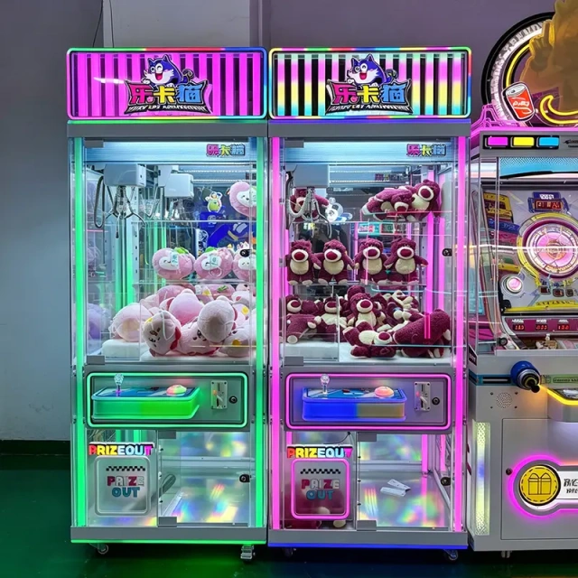 Arcade claw machine prize window with adjustable claw