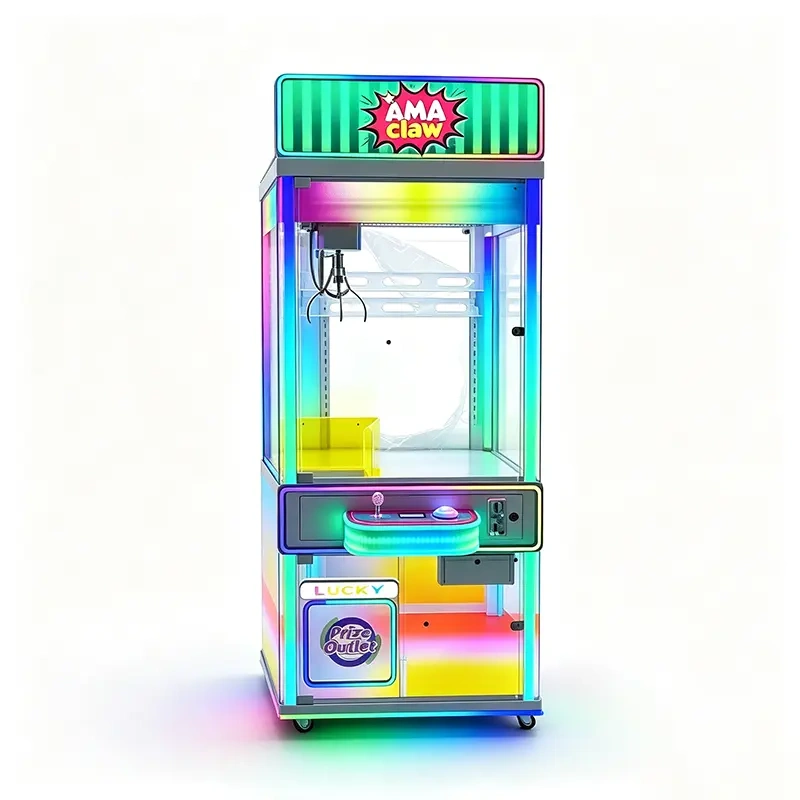 Claw crane machine with joystick and coin acceptor