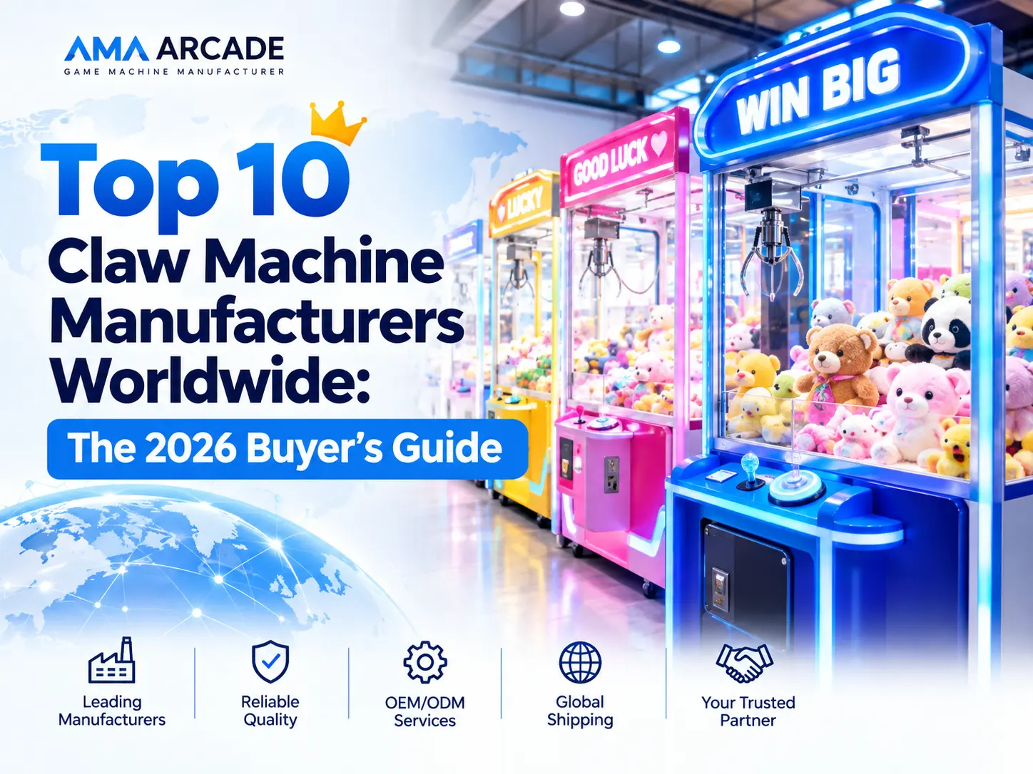 Comparativa de los 10 principales fabricantes de máquinas de garra del mundo en 2026