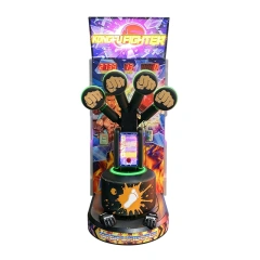 KONGFU FIGHTER reaction boxing machine, front view of the full-height commercial cabinet with multi-target punching pads and LED score display