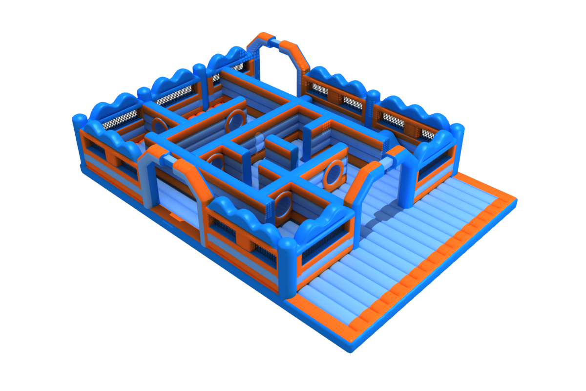 Complex custom inflatable maze course obstacle for FEC