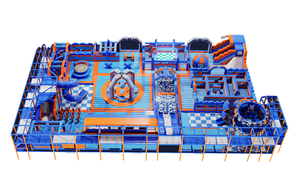 Vibrant generation 2.0 custom hybrid inflatable park layout