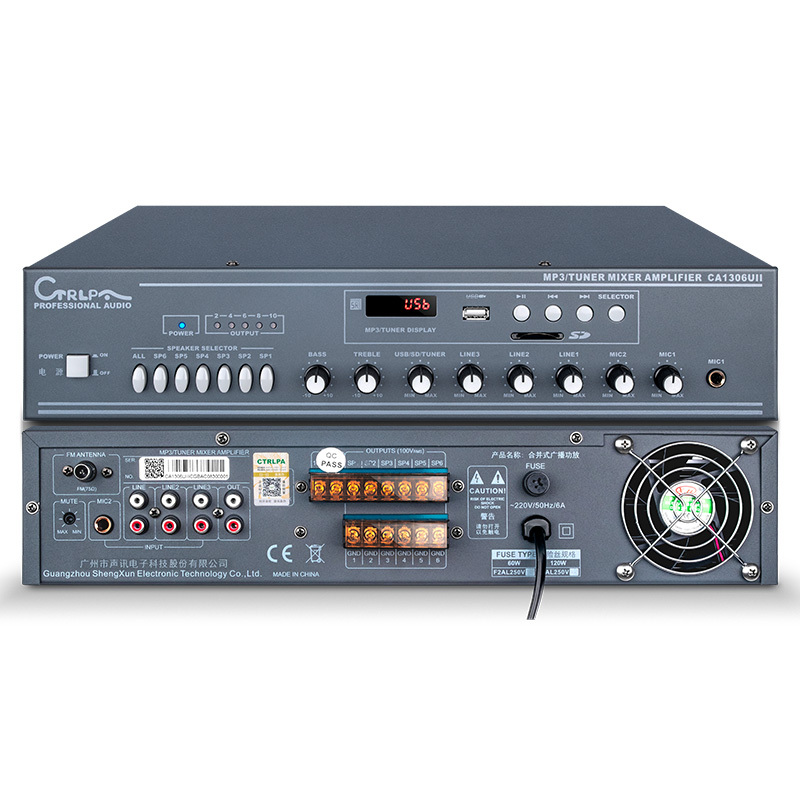 6 Zones' Output MP3 Playing Mixer PA System Amplifier 60w 120w 250w 350w