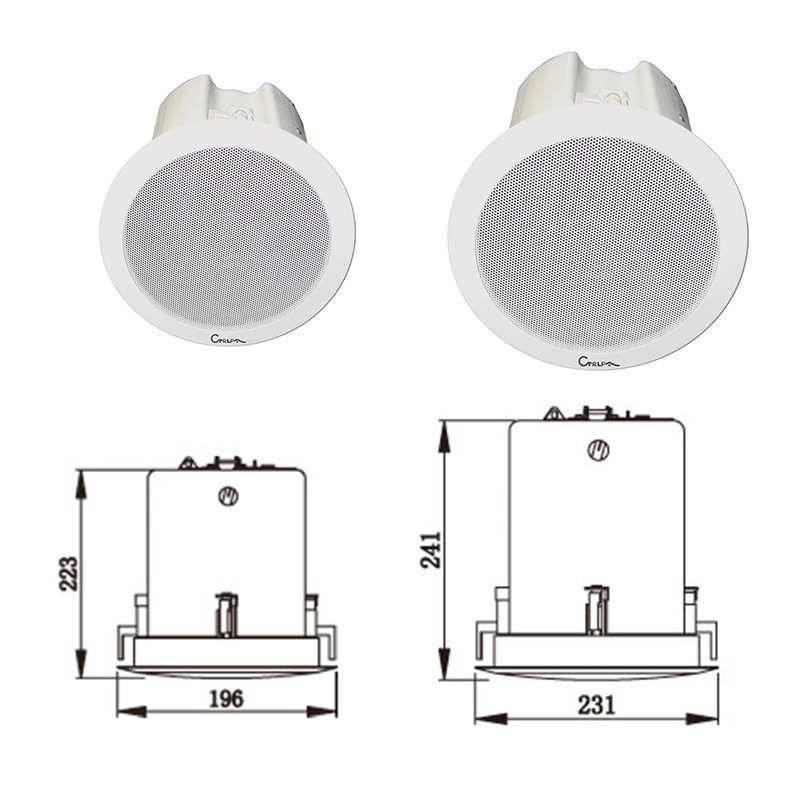 CA375 Celling Speaker With Back Cover,Treble,Bass and 2 Frequency Division