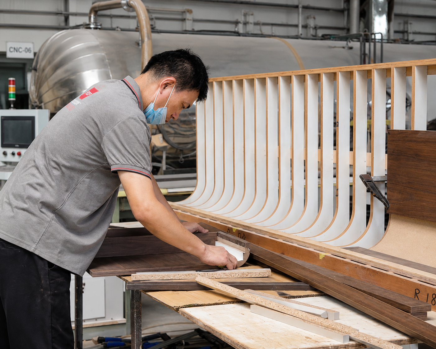 Curved processing for cabinet and furniture components