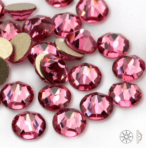 Rose Colors SS16 SS20 SS30 (16 Cut Faces) Non Hotfix FlatBack Crystal Rhinestone