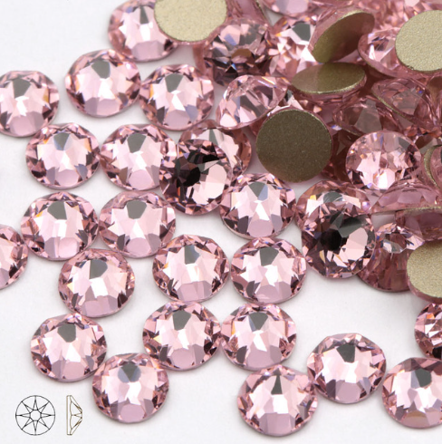 Light Pink Colors SS16 SS20 SS30 (16 Cut Faces) Non Hotfix FlatBack Crystal Rhinestone
