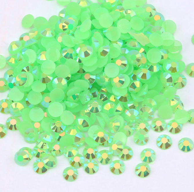 Light Green AB Jelly Resin Flatback Rhinestoens