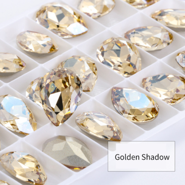 Golden Shadow Teardrop Pointback Rhinestone