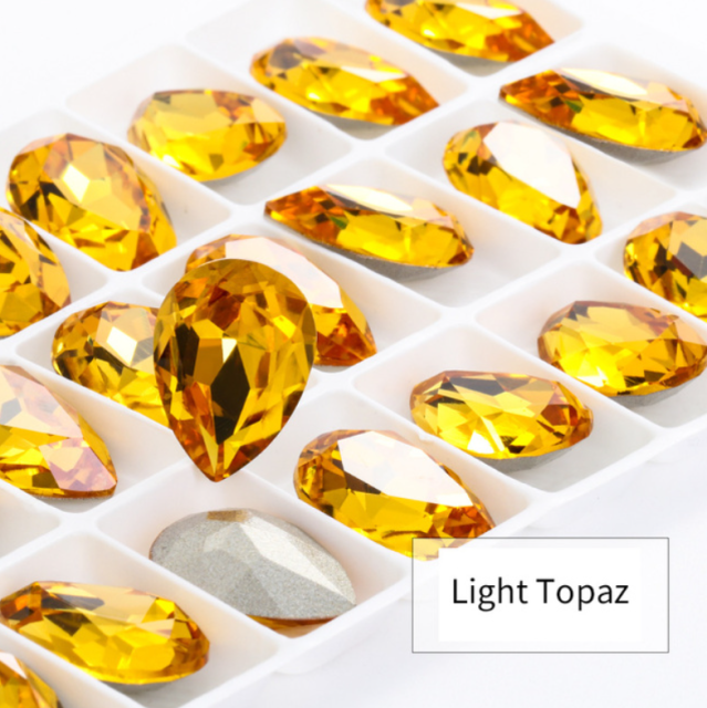 Light Topaz Teardrop Pointback Rhinestone