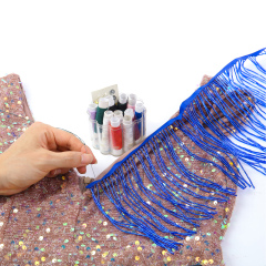6 Inch 15cm Blue Beaded Fringe Trim