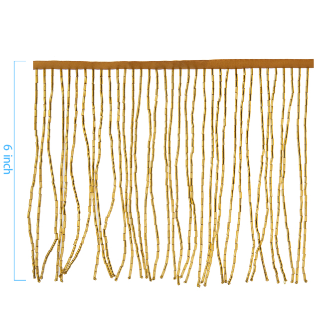 6 Inch 15cm Gold Beaded Fringe Trim