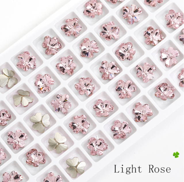 Light Rose Leaf Shape Pointback Rhinestones