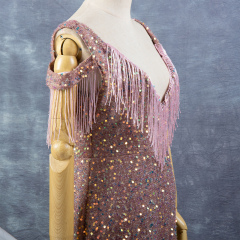 6 Inch 15cm Pink Beaded Fringe Trim