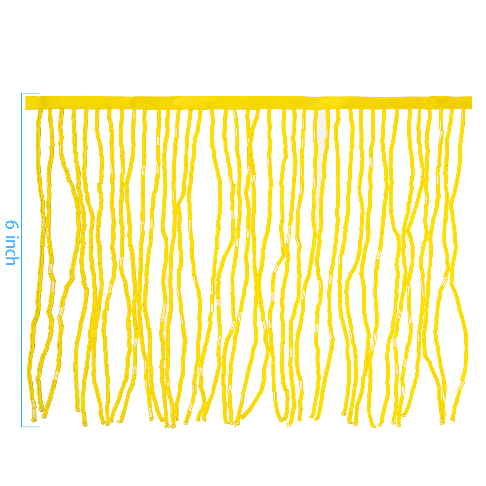6 Inch 15cm Yellow Beaded Fringe Trim