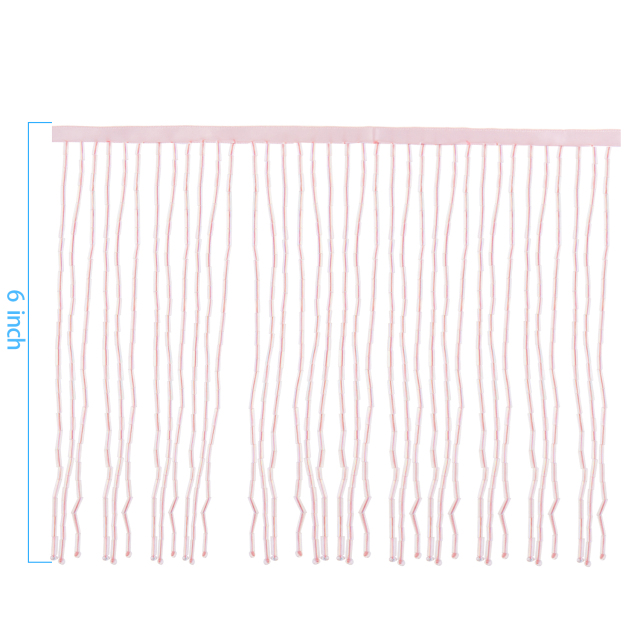 6 Inch 15cm Pink Beaded Fringe Trim