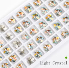 Light Crystal Leaf Shape Pointback Rhinestones