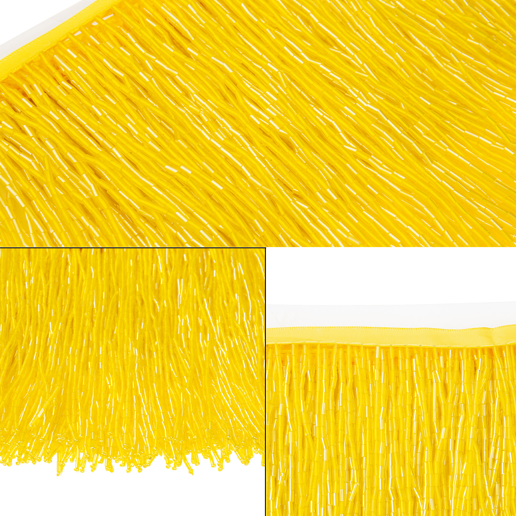 6 Inch 15cm Yellow Beaded Fringe Trim